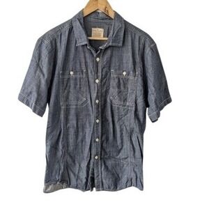 Marc Ecko Cut & Sew Mens Large Short Sleeve Denim Shirt Utility Pockets